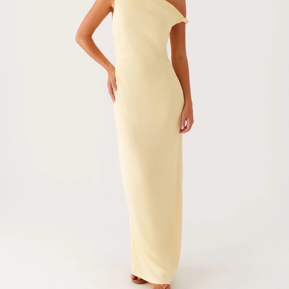 Peppermayo One-Shoulder Maxi Dress in Pale Yellow
